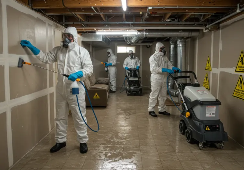 Basement Moisture Removal and Structural Drying process in Cleves, OH